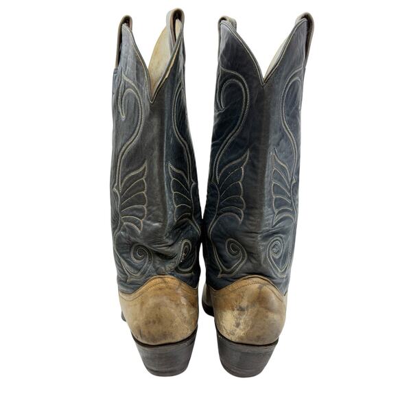 LARRY MAHAN Boots Men Size 9 Vintage George Strait Texas 2 tone Western Cowboy - Picture 4 of 12